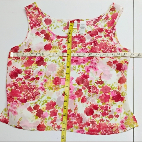 Emma James Two-piece Blouse Sz 8P Pink Floral Pleated Button Down F-4 - Picture 11 of 16